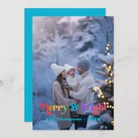 Rainbow Merry & Bright Christmas Photo Holiday Card