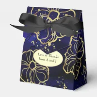 Navy Blue and Gold Abstract Floral Favor Boxes