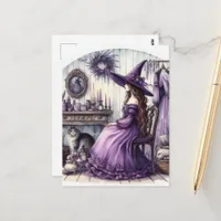 A Witch and Her Cat Postcard
