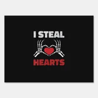 Steal Hearts Valentines Day Funny Skeleton Hand Sign