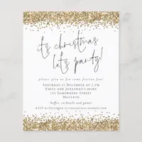 PAPER Gold Glitter Its Christmas Lets Party Invite
