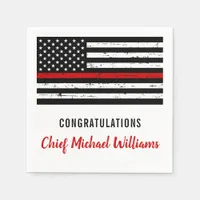 Thin Red Line Fireman Firefighter Retirement Napkins