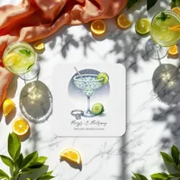 Custom Margs & Matrimony Bridal Shower Square Paper Coaster