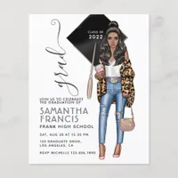 Leopard Girl Graduation Party Invitation Flyer