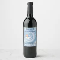 Baby Boy Shower Invite Moonlight Stars Watercolor Wine Label