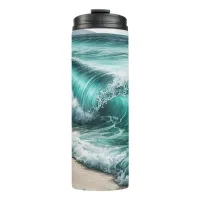 Turquoise Ocean Wave Thermal Tumbler