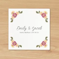 Elegant Wildflower Boho Chic Personalized Wedding Napkins