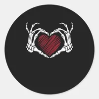 Skeleton Hand Heart Sign Costume Trending Hallowee Classic Round Sticker