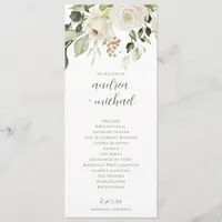 Elegant Wedding Program Greenery White Floral
