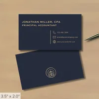 Simple Professional Navy Blue Gold Business Card