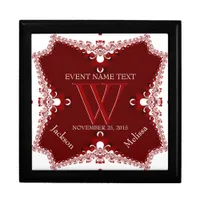 Red White Lace Border Wedding Anniversary Gift Box