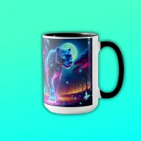 Moon and Panther Holographic Neon Colorful | Mug