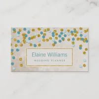 glitter gold aqua confetti modern Business Cards