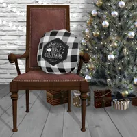 Wild Wonderful Christmas Black Buffalo Plaid ID604 Round Pillow