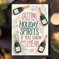 Holiday Spirits Champagne Humor Christmas Card