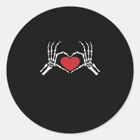 Kids Skeleton Hand Heart Valentines Day Cool Class Classic Round Sticker