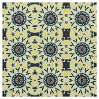 Yellow & Black Decorative Mosaic Geometric Pattern Fabric