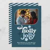 Nordic Twilight Modern Blue Christmas Photo Holiday Card