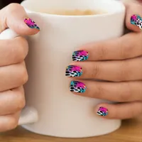 Bold & Vibrant Faux Neon Wild Animal Skin Pattern  Minx Nail Art