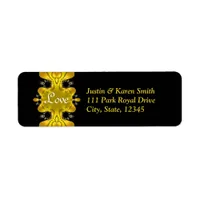 Black & Golden Love Wedding Address  Label