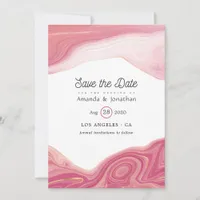 Rose Quartz and Blush Strata Agate Stone Wedding Save The Date
