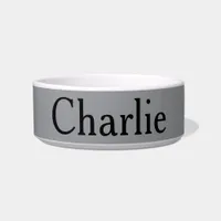 Custom Personalized Name Photo Art Grey Pet Bowl