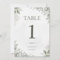 Rustic Floral Elegant Wedding Table Number