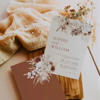 Boho Pampas Terracotta Wedding Invitation