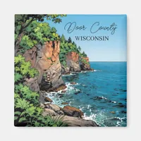 Door County, Wisconsin Illustration Lake Michigan Magnet