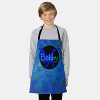 Personalized Blue Dinosaur Hide Kids Print Apron