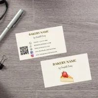 Bakery beige cream cake pastry QR code Business Card