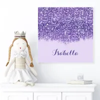 Personalized Purple Glitter Name Art Faux Canvas Print