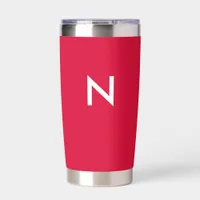 Stylish Modern Crimson Red Minimalist Monogrammed Insulated Tumbler