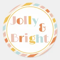 Jolly and Bright Bold Stripe Christmas Classic Round Sticker