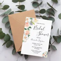 Bridal shower blush florals elegant script invitation