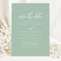 Dusty Mint Elegant Calligraphy Save The Date