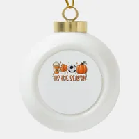 Tis The Season Leaf Latte Autumn Football Ceramic Ball Christmas Ornament
