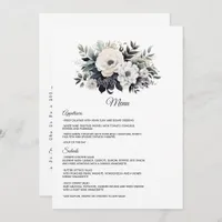 Black and White Floral Wedding Menu