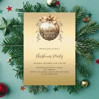 Gold bauble vintage Christmas Party Invitation