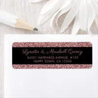 Elegant Black Rose Gold Glitter Sparkle Label