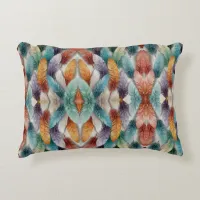 Beautiful multi colored ice crystal feathers  accent pillow