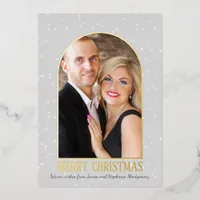 Modern Arch Personalized Photo Merry Christmas Foil Holiday Card