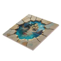 Stunning Atlantis Rising From Watery Depths Ceramic Tile