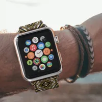 Modern pattern in silver, gold and black, apple watch band