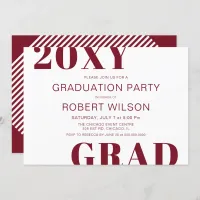 Burgundy and White Bold Typography Graduation Invitation