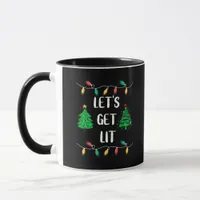 Funny Let's Get Lit Christmas Lights Holidays Mug