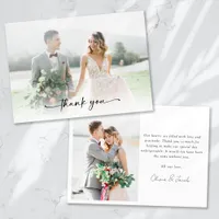 Minimalist 2 Photo Wedding Thank You Card