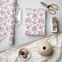 Elegant Blush Peony and Greenery Watercolor Floral Wrapping Paper