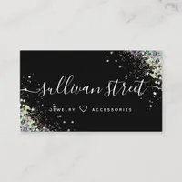 Black Glitter Script Business Card