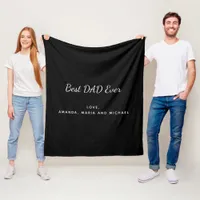 Father DAD black white text Fleece Blanket